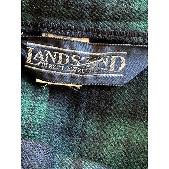 Vtg Lands' End Green Blue Plaid Wool Pleated Midi Wrap W. Pin Skirt Sz 10 USA - Picture 3 of 6